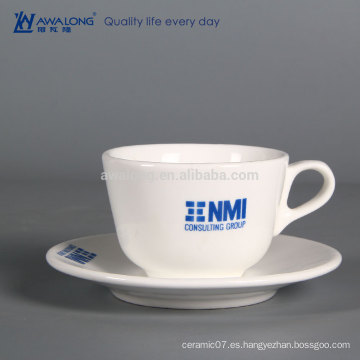 250ml Pure White Logo Personalización Tazas De Café Espresso De Bellas Porcelanas Y Saucers Set